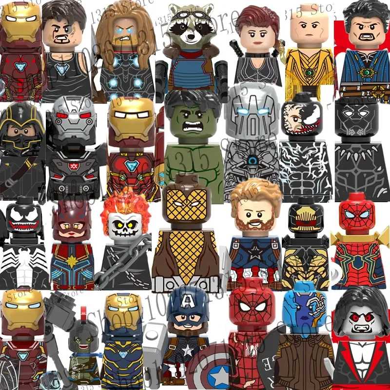 Lego Minifigure Holder - Marvel Avengers Süper Kahraman Yapı Taşları